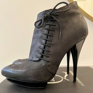 Alexander McQueen, Lace Up Booties, Side Zip Up, Size 38